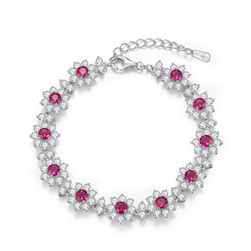 Luxury S925 Sterling Silver Jewelry Bracelets Ruby Emerald Gemstone Bracelets 925 Sterling Silver Hand Chain Jewelry for Women