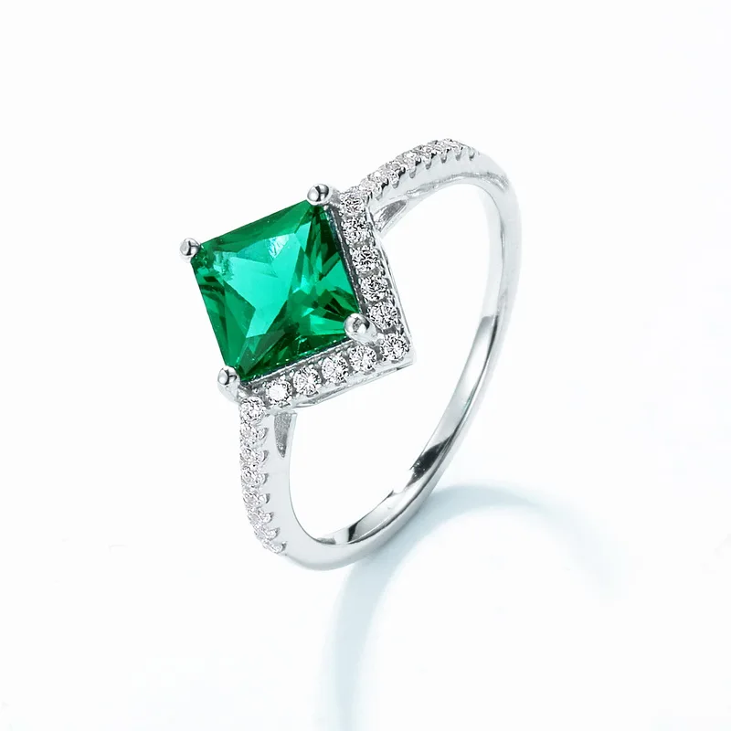 Panyu 925 Silver New Square Emerald Ring White Cz S925 Sterling Silver Light Luxury Jewelry for Women Wholesale