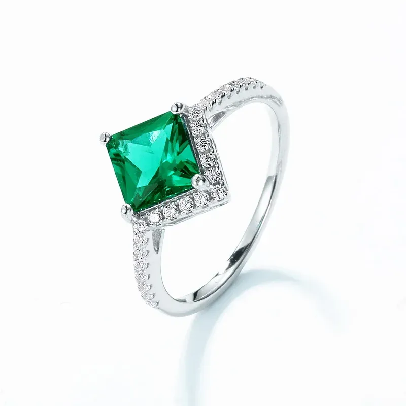 Panyu 925 Silver New Square Emerald Ring White Cz S925 Sterling Silver Light Luxury Jewelry for Women Wholesale