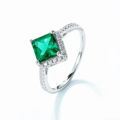 Panyu 925 Silver New Square Emerald Ring White Cz S925 Sterling Silver Light Luxury Jewelry for Women Wholesale
