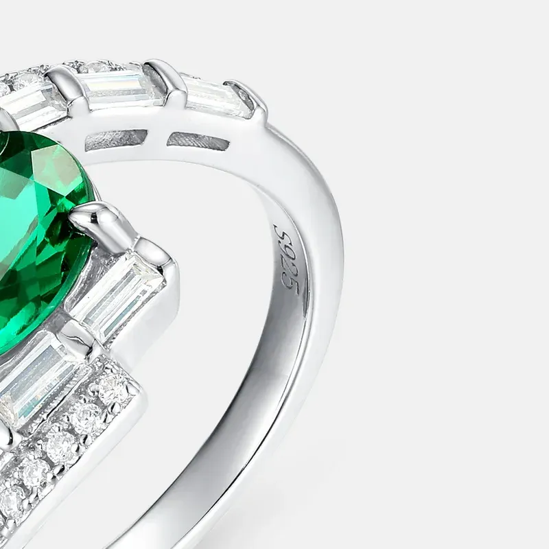 Panyu Custom Retro Oval Emerald Ring Lab-Created Gemstone  925 Sterling Silver Setting