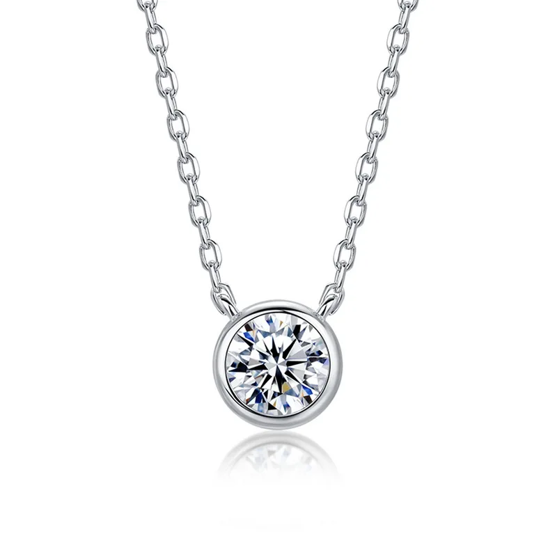 JewelyKing S925 Sterling Silver 1CT Lab Grown Diamond Necklace Lightweight Luxury Casual Design Jewelry JKNS0011