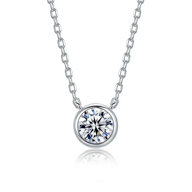 JewelyKing S925 Sterling Silver 1CT Lab Grown Diamond Necklace Lightweight Luxury Casual Design Jewelry JKNS0011