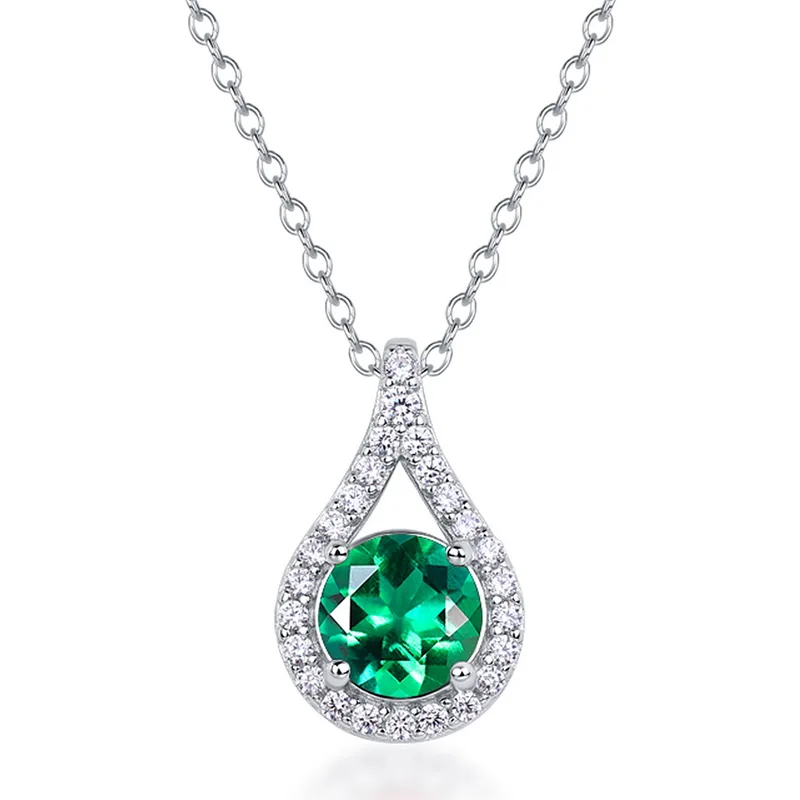 S925 Silver 1ct Lab Emerald Ruby Moissanite Necklace