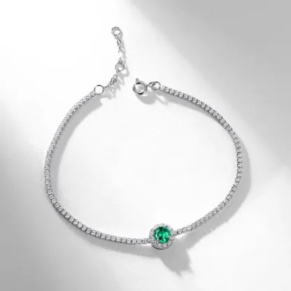 High End S925 Sterling Silver Gold-Plated Bracelet New Fashion Lab Grown Ruby Emerald Women's Adjustable Tennis Bracelet Bangle