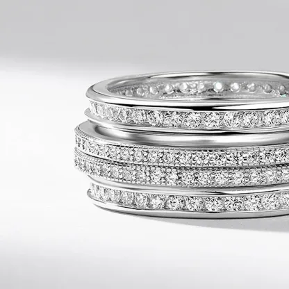 JewelyKing S925 Sterling Silver Full Diamond Rotatable Index Finger Inlaid 5A White Zircon Men Ring JKRS0258