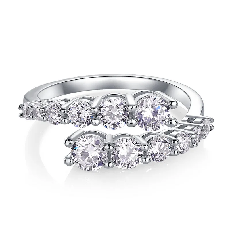 JewelyKing S925 Sterling Silver 1CT Round Brilliant Cut 5A White Zircon Ring JKRS0256