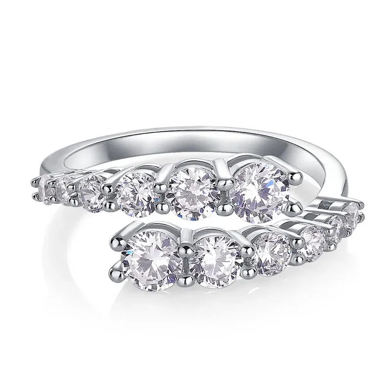 JewelyKing S925 Sterling Silver 1CT Round Brilliant Cut 5A White Zircon Ring JKRS0256