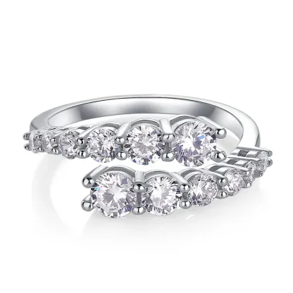 JewelyKing S925 Sterling Silver 1CT Round Brilliant Cut 5A White Zircon Ring JKRS0256