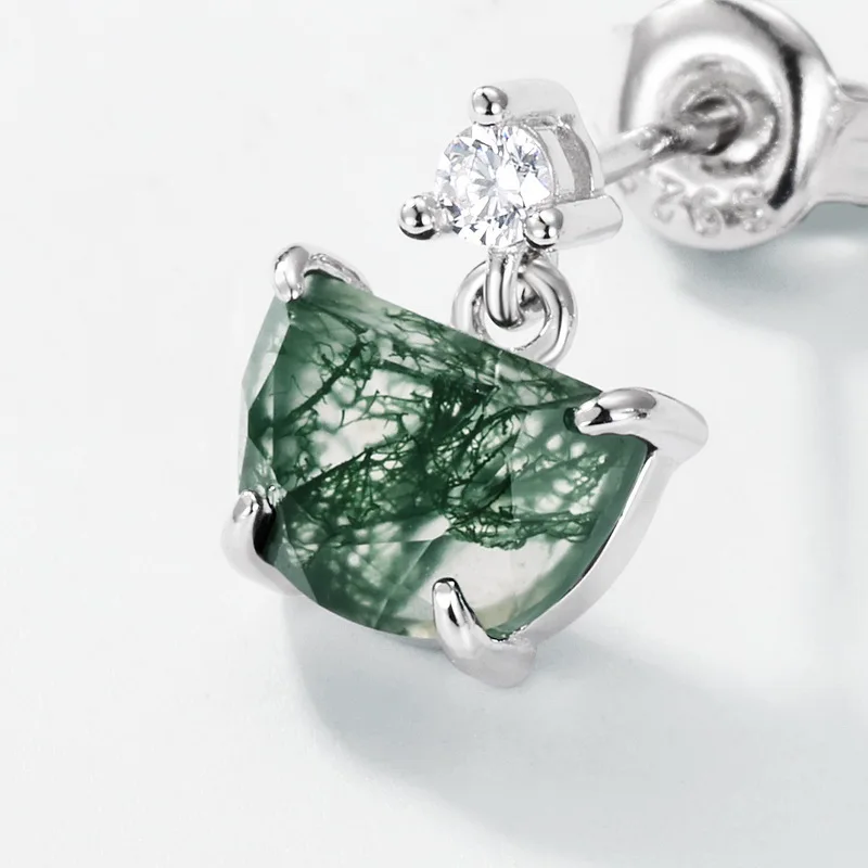 Jewelyking Green Moss Agate Engagement Wedding Earrings JKES0097