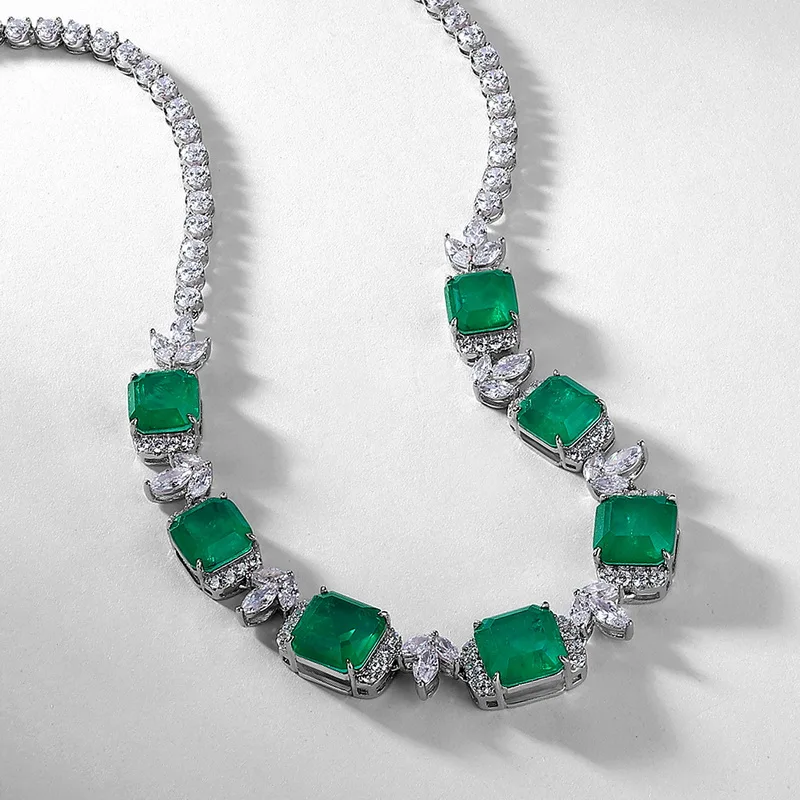 Luxury Bridal Necklace Lab Grown Sapphire S925 Sterling Silver Plated Gold Exquisite Pendant Necklace