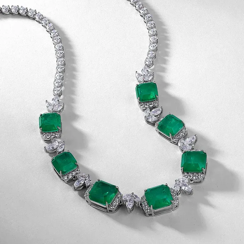 Luxury Bridal Necklace Lab Grown Sapphire S925 Sterling Silver Plated Gold Exquisite Pendant Necklace