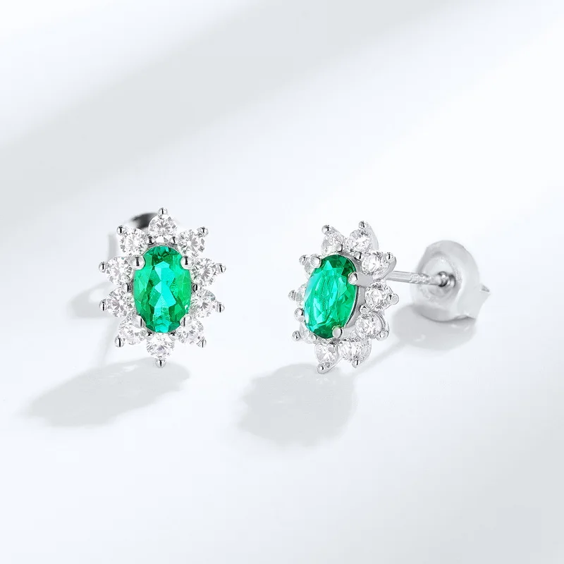 Famous High Quality Emerald Teardrop Cut Colombian Emeralds Stone Earrings Simple Elegant Real Emerald Ear Stud
