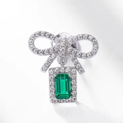 925 Sterling Silver Dangling Earrings Jewelry Necklace 1.79 Ct Lab Emerald S925 Sterling Silver Necklace Jewellery