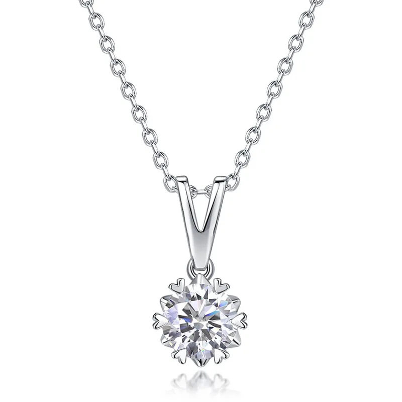 JewelyKing S925 Sterling Silver 1CT Lab Grown Diamond Necklace Lightweight Luxury Casual Design Jewelry JKNS0012