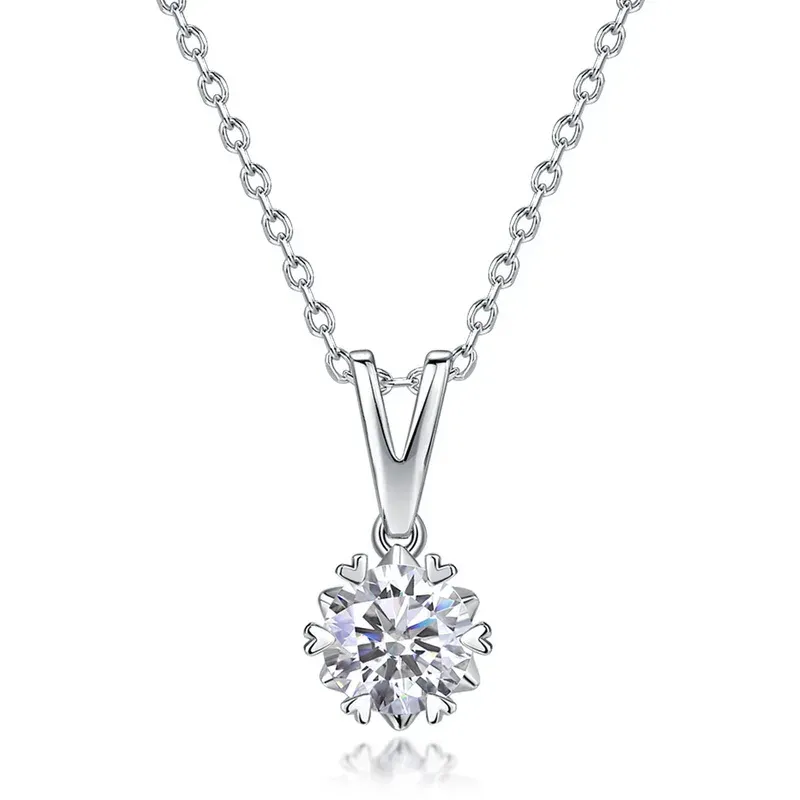 JewelyKing S925 Sterling Silver 1CT Lab Grown Diamond Necklace Lightweight Luxury Casual Design Jewelry JKNS0012