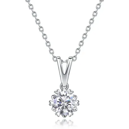 JewelyKing S925 Sterling Silver 1CT Lab Grown Diamond Necklace Lightweight Luxury Casual Design Jewelry JKNS0012
