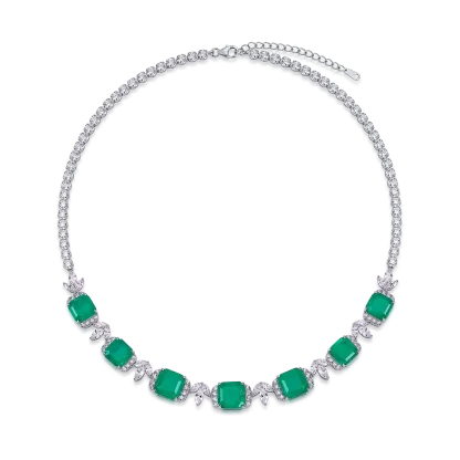 Luxury Bridal Necklace Lab Grown Sapphire S925 Sterling Silver Plated Gold Exquisite Pendant Necklace
