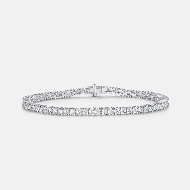 JewelyKing S925 Sterling Silver Zircon Round CZ Diamond Bracelet JKBS0042
