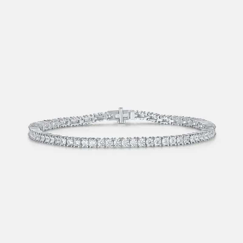 JewelyKing S925 Sterling Silver Zircon Round CZ Diamond Bracelet JKBS0042