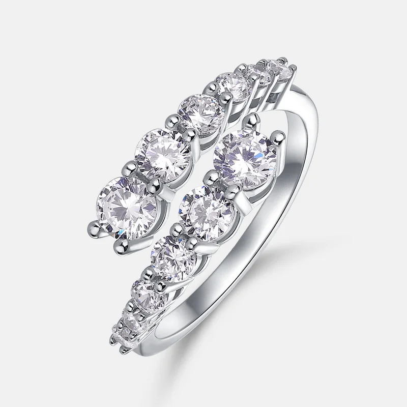 JewelyKing S925 Sterling Silver 1CT Round Brilliant Cut 5A White Zircon Ring JKRS0256