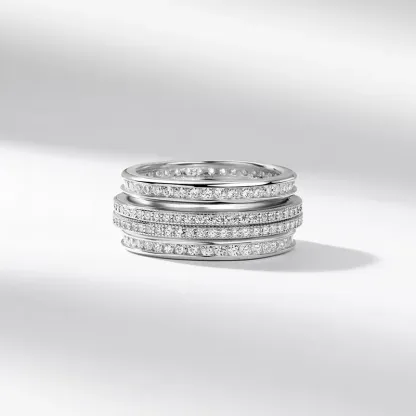 JewelyKing S925 Sterling Silver Full Diamond Rotatable Index Finger Inlaid 5A White Zircon Men Ring JKRS0258