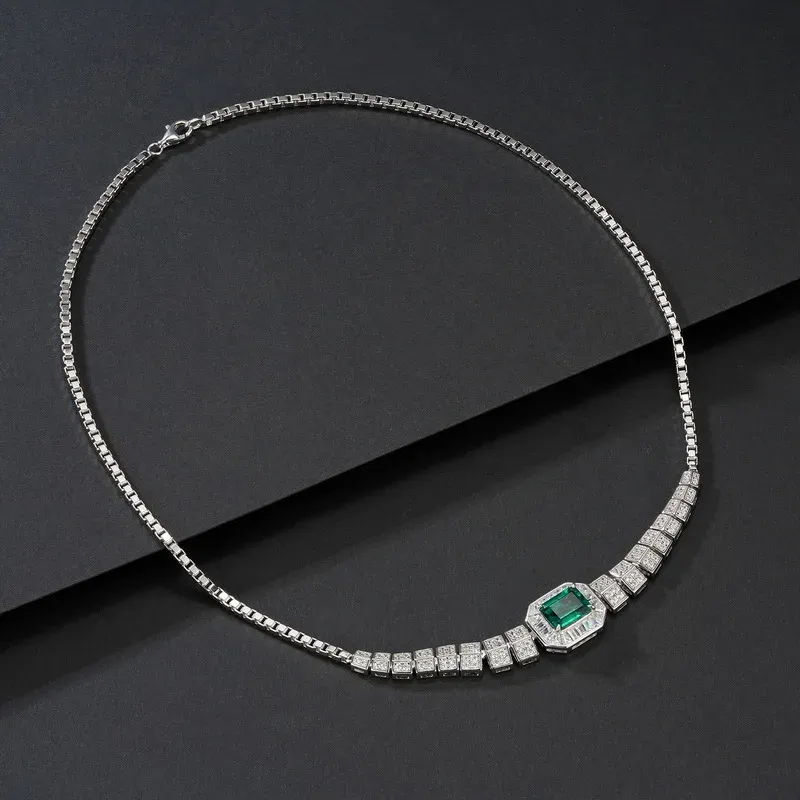 JewelyKing S925 Sterling Silver 20CT Pretty Cultivate Emeralds Bright Necklace JKNS0178