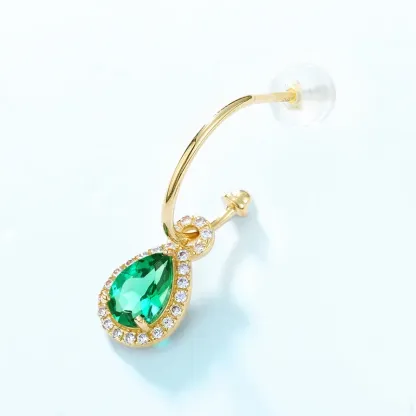 Custom Natural Emerald Earring 14K Solid Gold Emerald Earrings Fine Jewelry New Trendy Girl Stud Earring