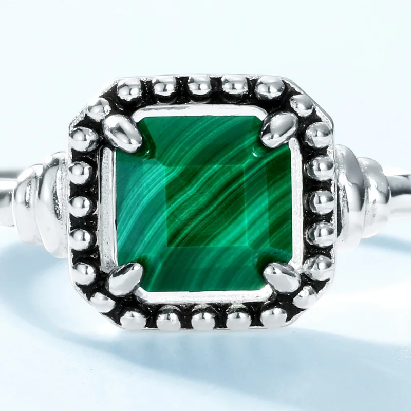 JewelyKing S9252 Silver 1Ct Diamond Rings Lab Made Peacock Emerald Women Rings JKRS0261
