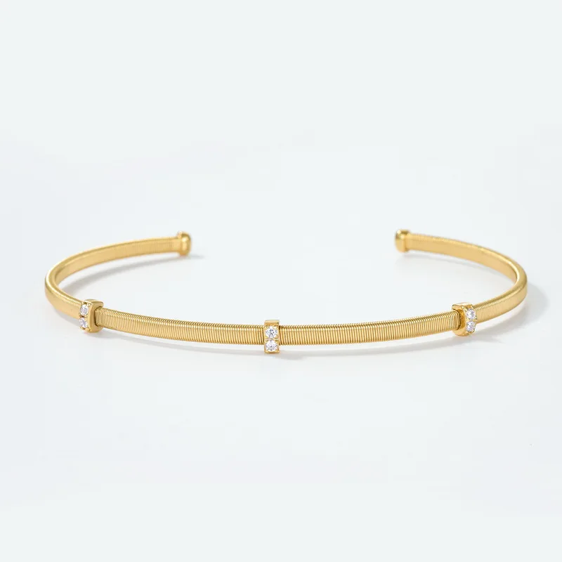 Luxury Textured S925 Sterling Silver Open Bangle Women Brushed Sandblasted Woven Design Jewelry