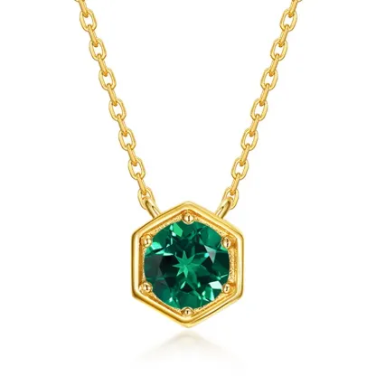 JewelyKing S925 Sterling Silver Natural Colored Gemstone Pendant Necklace JKNS0177
