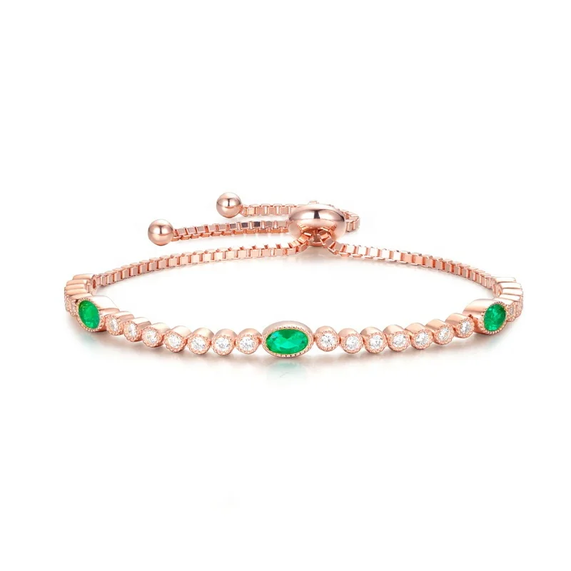 Factory Wholesale Jewelry Adjustable Tennis Bracelets Dainty Classic Lab Grown Emeralds Tennis Bracelet