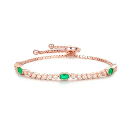Factory Wholesale Jewelry Adjustable Tennis Bracelets Dainty Classic Lab Grown Emeralds Tennis Bracelet