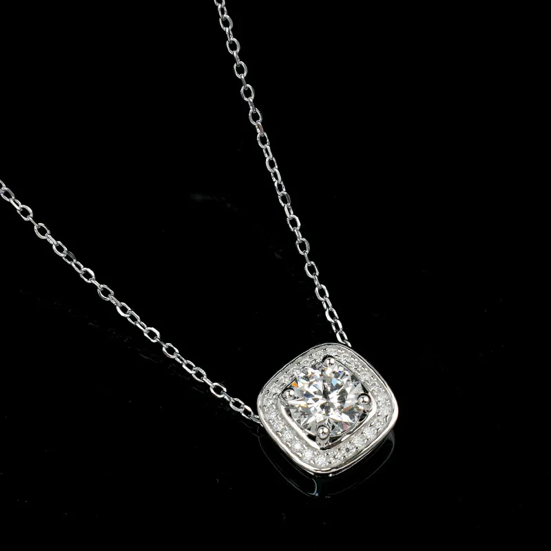 JewelyKing S925 Sterling Silver Lab Grown Diamond Elliptic Necklace