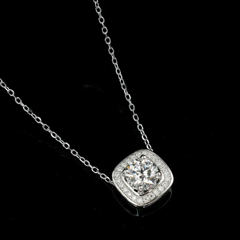 JewelyKing S925 Sterling Silver Lab Grown Diamond Elliptic Necklace