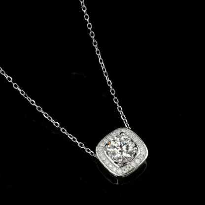 JewelyKing S925 Sterling Silver Lab Grown Diamond Elliptic Necklace