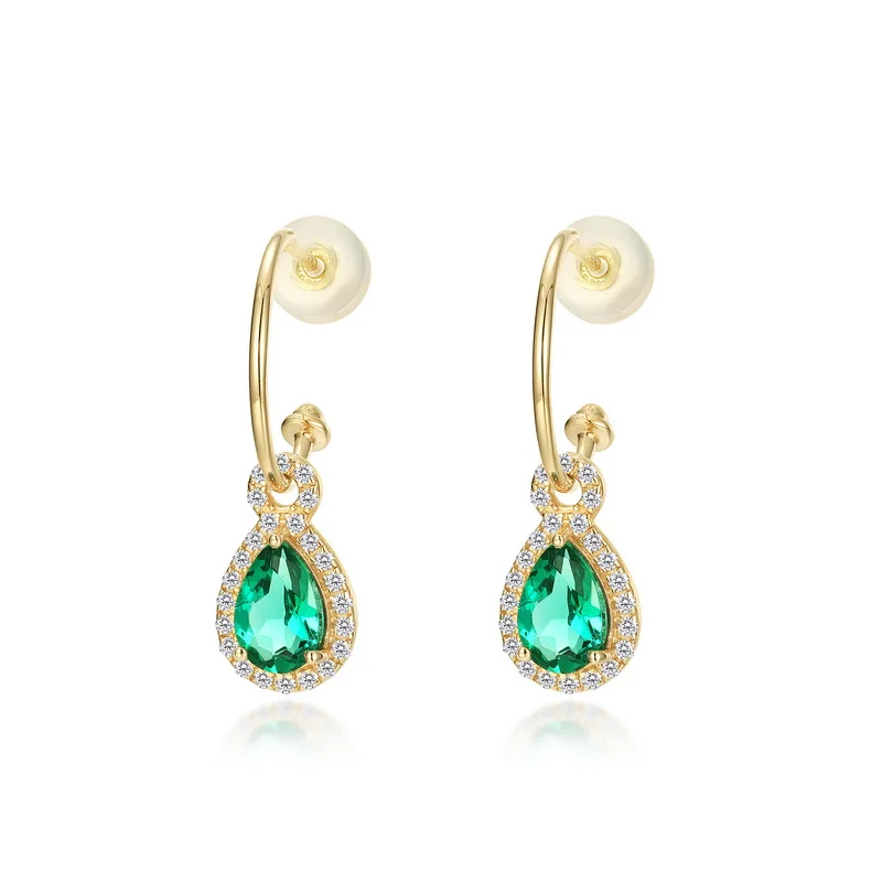 Custom Natural Emerald Earring 14K Solid Gold Emerald Earrings Fine Jewelry New Trendy Girl Stud Earring