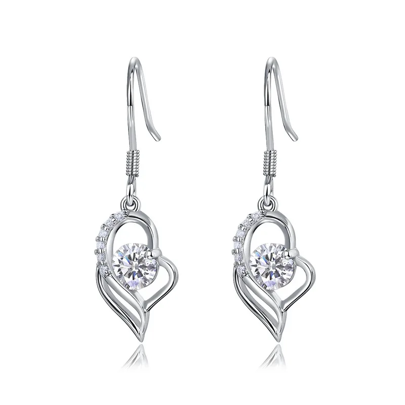 Lab Grown Diamond Drop Earrings Trendy 925 Sterling Silver Gold Plated Dangle Hooks