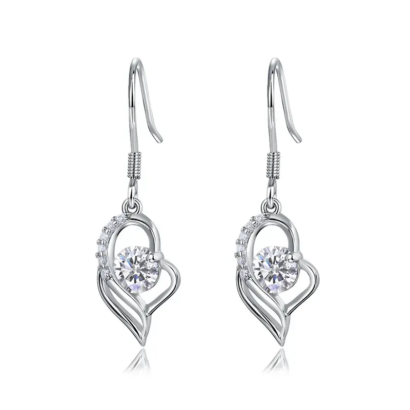 Lab Grown Diamond Drop Earrings Trendy 925 Sterling Silver Gold Plated Dangle Hooks