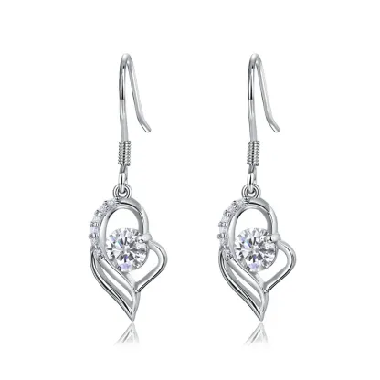 Lab Grown Diamond Drop Earrings Trendy 925 Sterling Silver Gold Plated Dangle Hooks