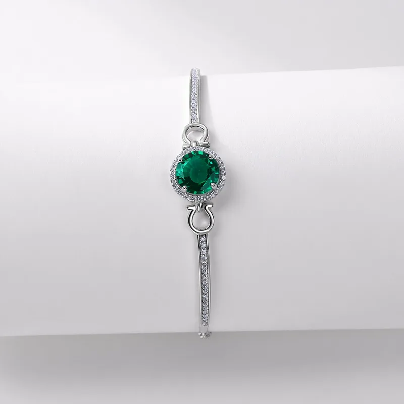 Light Luxury Emerald Bracelet Adjustable 925 Sterling Silver Lab Grown Emerald Chain Fashion Bracelet Women