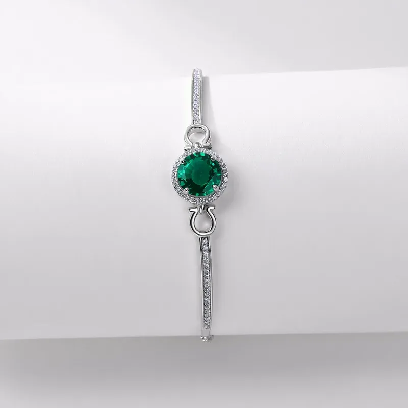 Light Luxury Emerald Bracelet Adjustable 925 Sterling Silver Lab Grown Emerald Chain Fashion Bracelet Women