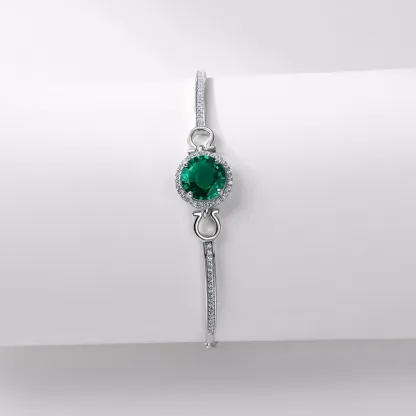 Light Luxury Emerald Bracelet Adjustable 925 Sterling Silver Lab Grown Emerald Chain Fashion Bracelet Women
