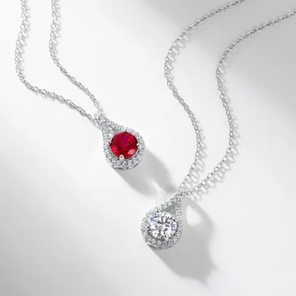 S925 Silver 1ct Lab Emerald Ruby Moissanite Necklace