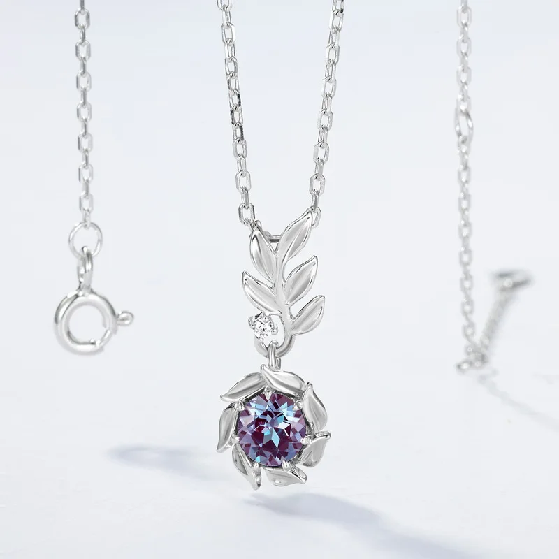 JewelyKing Luxury Fine Jewelry S925 Sterling Silver Alexandrite Necklace JKNS0018