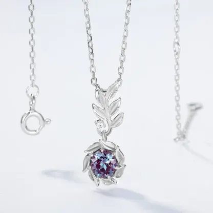JewelyKing Luxury Fine Jewelry S925 Sterling Silver Alexandrite Necklace JKNS0018