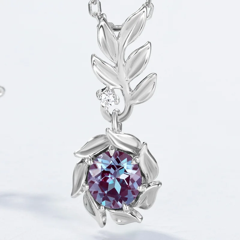 JewelyKing Luxury Fine Jewelry S925 Sterling Silver Alexandrite Necklace JKNS0018