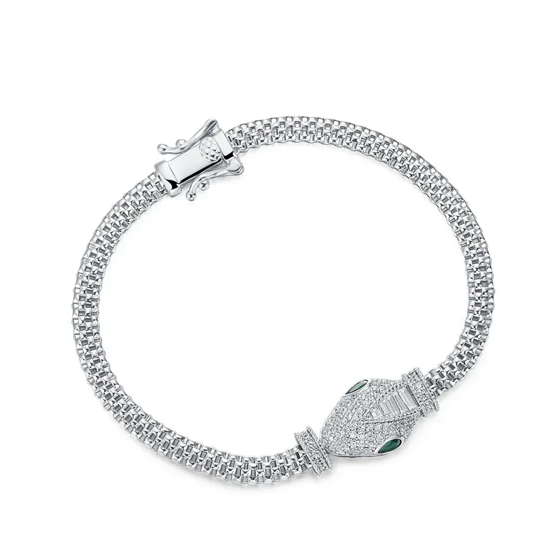 JewelyKing Rhodium Plated White Gold Open Snake Pattern Bracelet JKBS0045