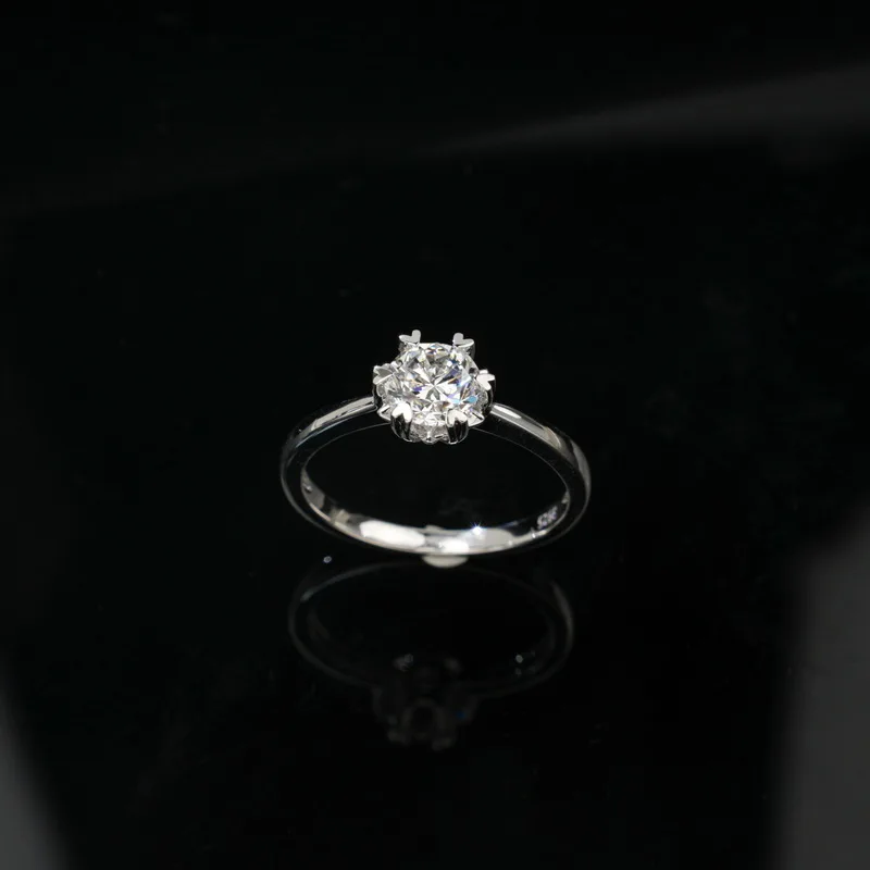 Women S925 Sterling Silver Classic Six Prong 1ct Lab Grown Diamond Ring Elegant Wedding Engagement Jewelry