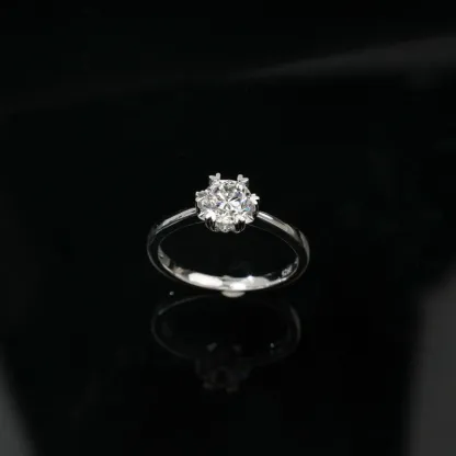 Women S925 Sterling Silver Classic Six Prong 1ct Lab Grown Diamond Ring Elegant Wedding Engagement Jewelry